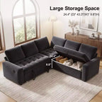 Dyonery Comfy 78'' Sofa Bed,L-Shaped Chenille Sleeper Sofa Couch with Pull Out Bed and Chaise Storage for Living Room,Apartment and Office,Black