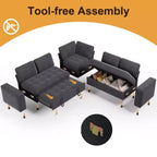 Dyonery Comfy 78'' Sofa Bed,L-Shaped Chenille Sleeper Sofa Couch with Pull Out Bed and Chaise Storage for Living Room,Apartment and Office,Black
