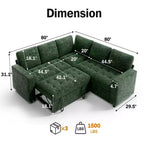Dyonery Comfy 78'' Sofa Bed,L-Shaped Chenille Sleeper Sofa Couch with Pull Out Bed and Chaise Storage for Living Room,Apartment and Office,Black