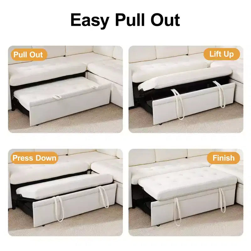 Dyonery Comfy 78'' Sofa Bed,L-Shaped Chenille Sleeper Sofa Couch with Pull Out Bed and Chaise Storage for Living Room,Apartment and Office,Black