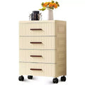 Plastic Drawer Storage On Wheels, Storage Chest of Drawers Tall Dresser, Pull Out Storage Bins for Bedroom Night Stand Living Room