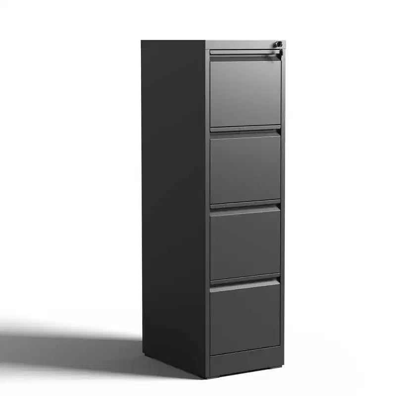 Classeur vertical métallique noir VIYET 52H à 4 tiroirs avec serrure, classeur en acier pour bureau à domicile, compatible avec les formats A4, Legal et Letter