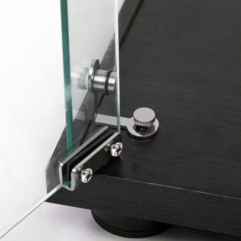 Tempered Glass Display Cabinet/Wine Cabinet/Storage Cabinet/File Cabinet with LED Light Strip Mirror and Lock Swivel Casters 4 Shelf 2 Doors