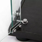 Tempered Glass Display Cabinet/Wine Cabinet/Storage Cabinet/File Cabinet with LED Light Strip Mirror and Lock Swivel Casters 4 Shelf 2 Doors