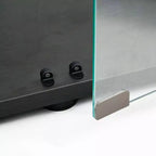 Tempered Glass Display Cabinet/Wine Cabinet/Storage Cabinet/File Cabinet with LED Light Strip Mirror and Lock Swivel Casters 4 Shelf 2 Doors