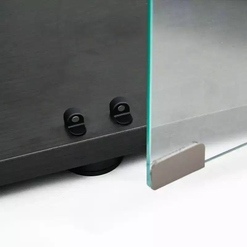 Tempered Glass Display Cabinet/Wine Cabinet/Storage Cabinet/File Cabinet with LED Light Strip Mirror and Lock Swivel Casters 4 Shelf 2 Doors
