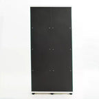 Tempered Glass Display Cabinet/Wine Cabinet/Storage Cabinet/File Cabinet with LED Light Strip Mirror and Lock Swivel Casters 4 Shelf 2 Doors