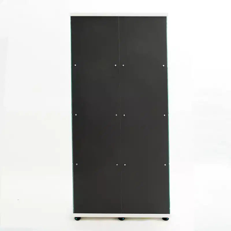 Tempered Glass Display Cabinet/Wine Cabinet/Storage Cabinet/File Cabinet with LED Light Strip Mirror and Lock Swivel Casters 4 Shelf 2 Doors