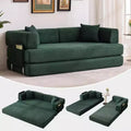 Corduroy floor sofa bed with pillows, convertible armrests and backrest, suitable for living rooms, bedrooms, and apartments.