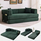 Corduroy floor sofa bed with pillows, convertible armrests and backrest, suitable for living rooms, bedrooms, and apartments.