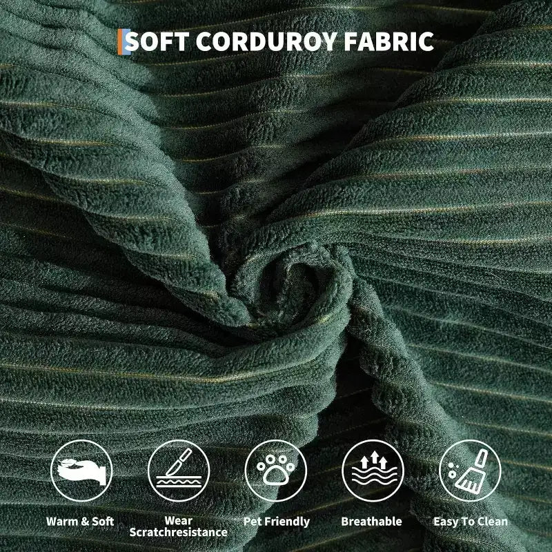 Corduroy floor sofa bed with pillows, convertible armrests and backrest, suitable for living rooms, bedrooms, and apartments.
