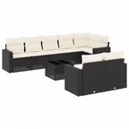 vidaXL Garden Sofa Set Black PE rattan Large Adjustable Armrests