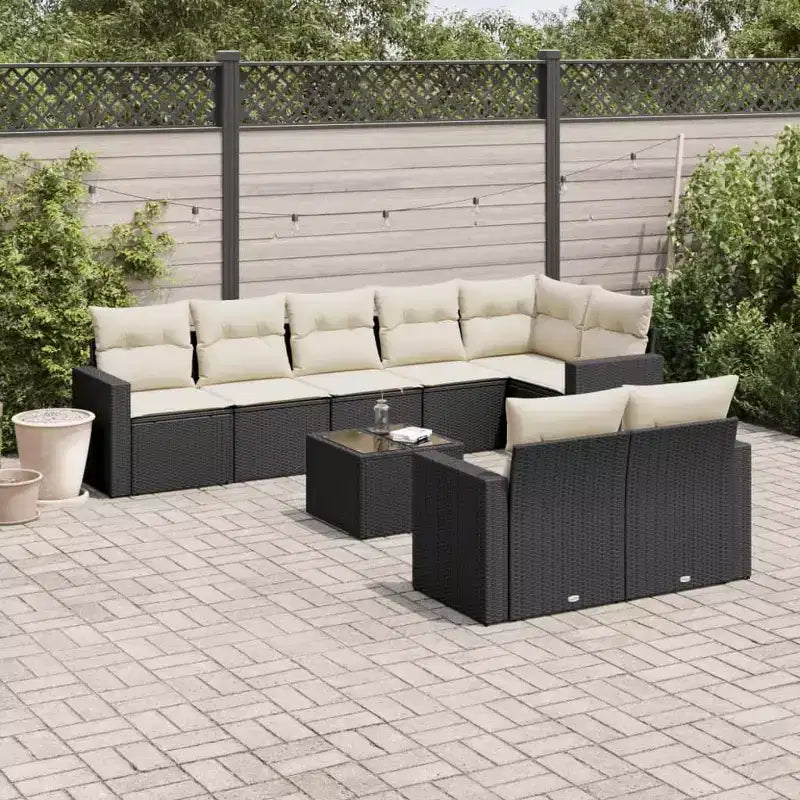 vidaXL Garten-Sofagarnitur aus schwarzem PE-Rattan, große verstellbare Armlehnen