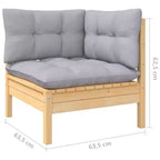 vidaXL 7-teiliges Loungeset für die Terrasse mit grauen Auflagen, massives Kiefernholz – grau