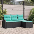 vidaXL Garden Sofa Set 4 pcs - Black and Turquoise