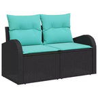 vidaXL Garden Sofa Set 4 pcs - Black and Turquoise