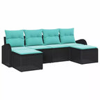 vidaXL Garden Sofa Set 6 pcs - Black and Turquoise