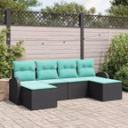 vidaXL Gartensofa-Set, 6-teilig, schwarz und türkis