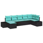 vidaXL Garden Sofa Set 7 pcs Black and turquoise 319 x 154 x 85 cm - Black and turquoise without table
