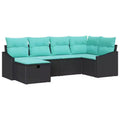 vidaXL Garden Sofa Set 6 pcs Black 55 x 62 x 69 cm Poly rattan - Black without table Blue