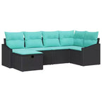 vidaXL Garden Sofa Set 6 pcs Black 55 x 62 x 69 cm Poly rattan - Black without table Blue