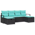 vidaXL Garden Sofa Set with Cushion 6 pcs Black Poly rattan - Black Blue