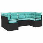 vidaXL Garden Sofa Set with Cushion 6 pcs - Black and Turquoise