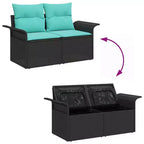 vidaXL Set di divani da giardino con cuscini, 9 pezzi, polyrattan nero