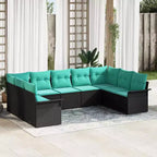 vidaXL Set di divani da giardino con cuscini, 9 pezzi, polyrattan nero