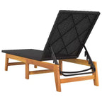 Lettino prendisole vidaXL nero e marrone in rattan PE, extra lungo
