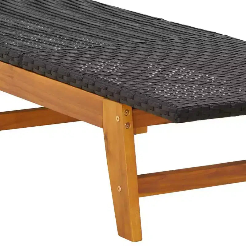 Lettino prendisole vidaXL nero e marrone in rattan PE, extra lungo