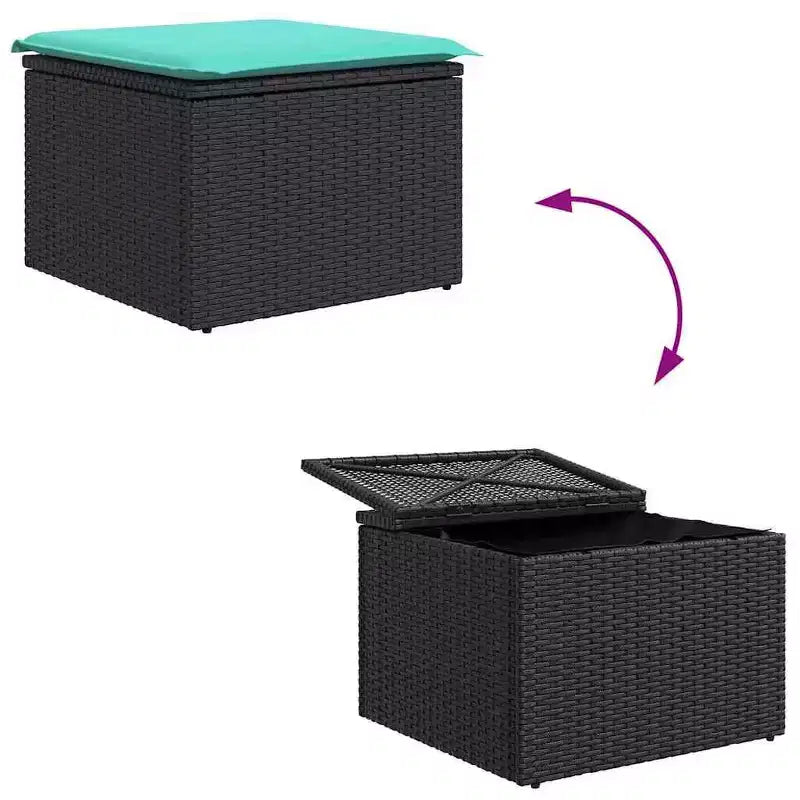 Set di divani da giardino vidaXL con cuscini, 4 pezzi, polirattan nero