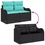 Set di divani da giardino vidaXL con cuscini, 4 pezzi, polirattan nero