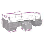 vidaXL 8-teiliges Loungeset für die Terrasse mit Auflagen, schwarzes Poly-Rattan