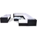 vidaXL 10 Piece Patio Lounge Set with Cushions Poly Rattan Black