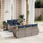 vidaXL 6 Piece Garden Sofa Set with Cushions Grey Poly Rattan