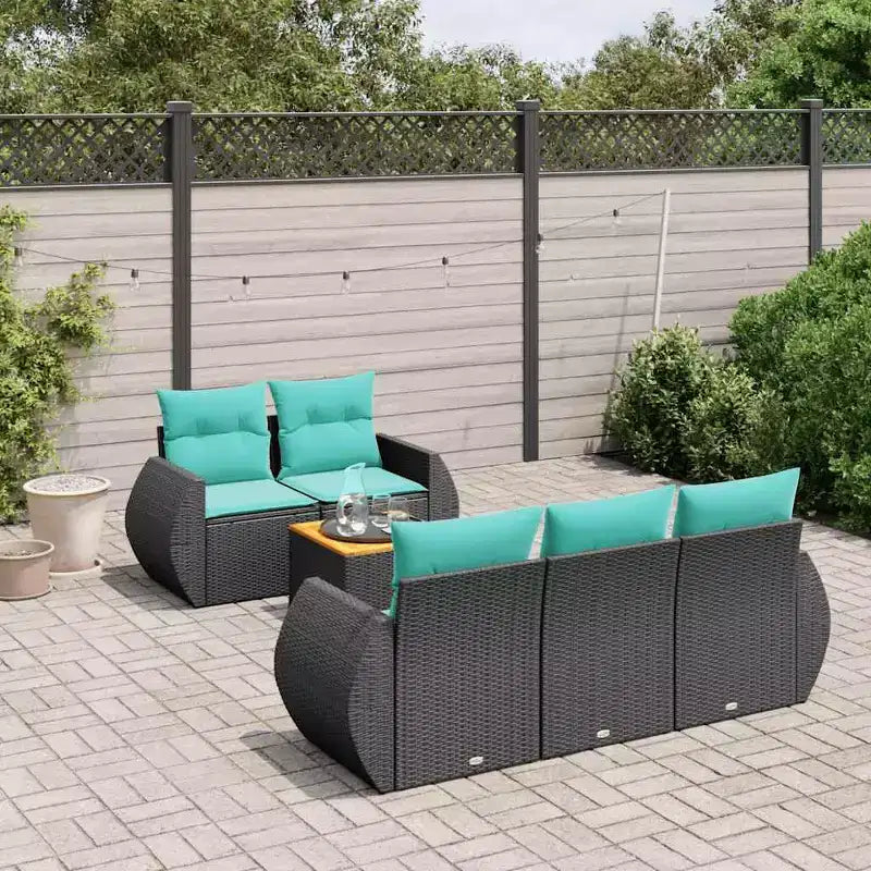 vidaXL 6 Piece Garden Sofa Set with Cushions Grey Poly Rattan
