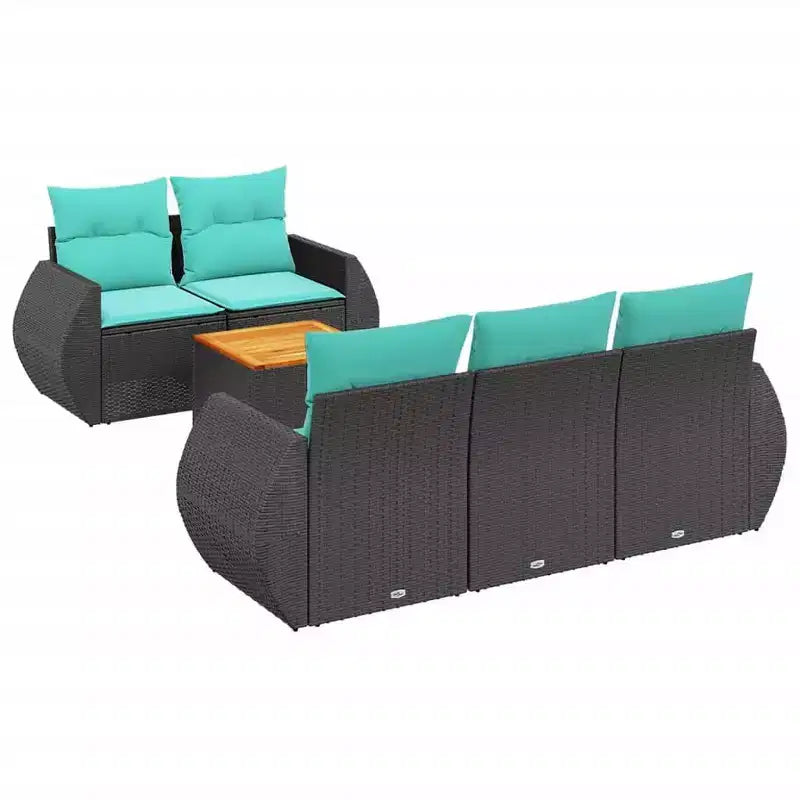 vidaXL 6 Piece Garden Sofa Set with Cushions Grey Poly Rattan