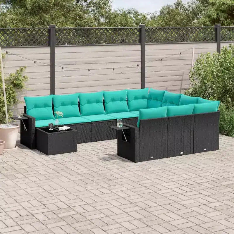 vidaXL Set da divani da giardino da 11 pezzi con cuscini, polyrattan grigio