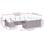 vidaXL Set da divani da giardino da 11 pezzi con cuscini, polyrattan grigio