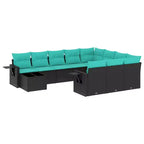 vidaXL Set da divani da giardino da 11 pezzi con cuscini, polyrattan grigio