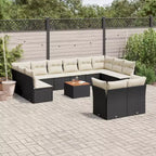 Ensemble de canapés de terrasse vidaXL avec coussins, mobilier d’extérieur 13 pièces en polyrotin