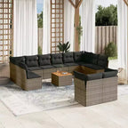 Ensemble de canapés de terrasse vidaXL avec coussins, mobilier d’extérieur 13 pièces en polyrotin