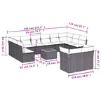 Ensemble de canapés de terrasse vidaXL avec coussins, mobilier d’extérieur 13 pièces en polyrotin