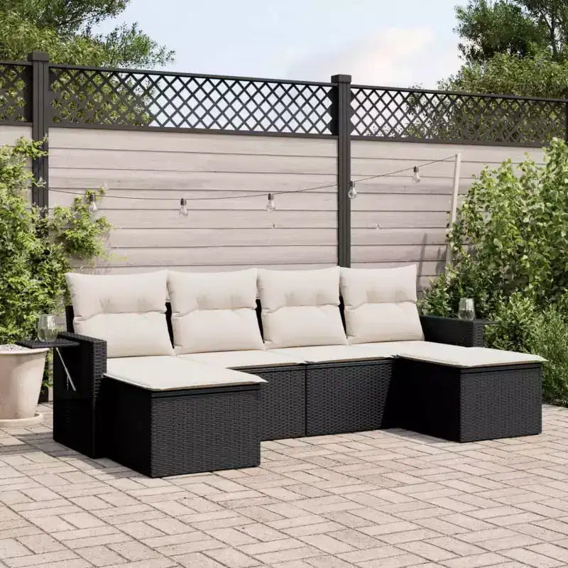 vidaXL Set da divani da giardino da 6 pezzi con cuscini, polyrattan grigio