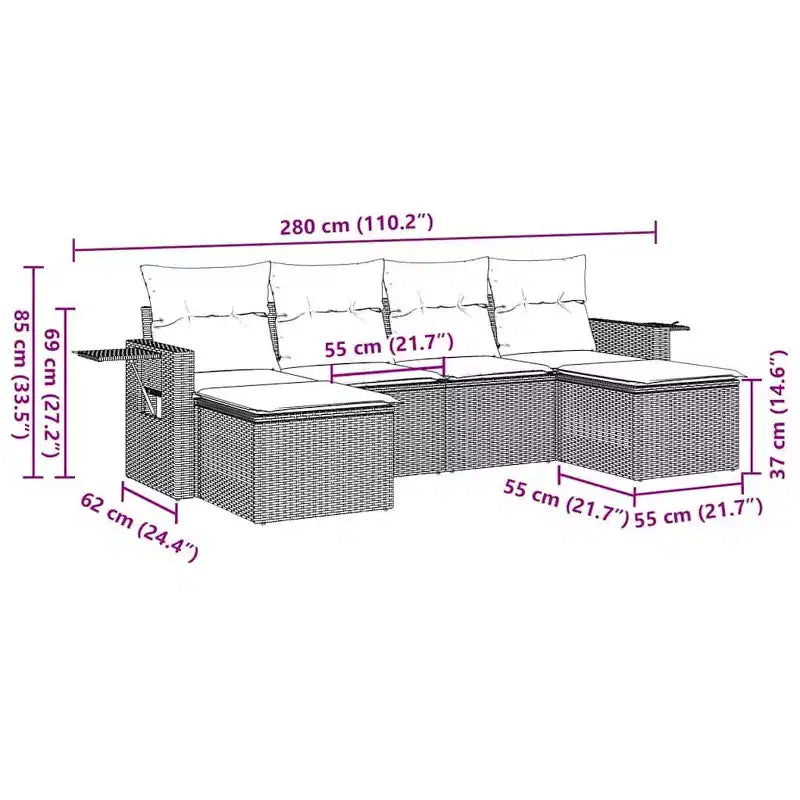 vidaXL Set da divani da giardino da 6 pezzi con cuscini, polyrattan grigio