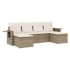 vidaXL Set da divani da giardino da 6 pezzi con cuscini, polyrattan grigio