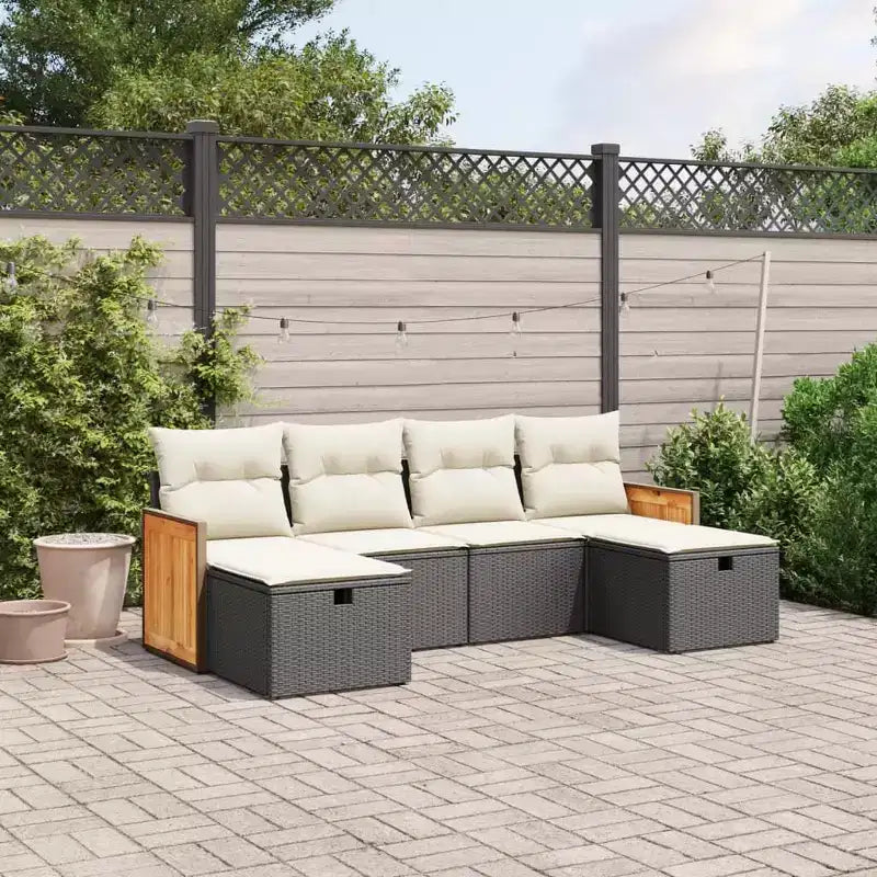 Ensemble de canapé de jardin vidaXL avec coussins, mobilier d’extérieur 6 pièces, polyrotin