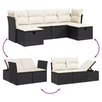Ensemble de canapé de jardin vidaXL avec coussins, mobilier d’extérieur 6 pièces, polyrotin