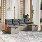 Ensemble de canapé de jardin vidaXL avec coussins, mobilier d’extérieur 6 pièces, polyrotin